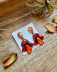 Spiny Oyster & Orange Cluster Earrings – Dangle with Stud Post