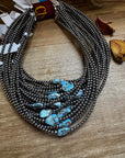 Golden Hill Turquoise Choker – Sterling Silver Pearls
