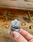 Adjustable Ring – Pink Dahlia Stone – Sterling Silver – Tia Long Navajo Handmade