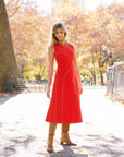 MASON'S DAUGHTER | Mia Midi Dress, Red Cotton Twill