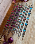 Pink/turquoise Double Strand Necklace – 13” Beaded – Sterling Silver Pearls & Rectangle Variscite Turquoise