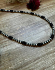 18 Inch 5 mm Sterling Silver Pearls necklace with Black Onyx