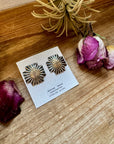 Square Cross Stud Earrings with Cactus Stamp – Sterling Silver