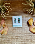 Triple Kingman Turquoise Stud Earrings – Sterling Silver, USA Made