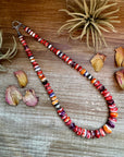 BE BOLD - 22-Inch Spiny Oyster & Wampum Statement Necklace with Sterling Silver Pearls