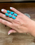Long Ring- 6- Kingman turquoise ring and sterling silver