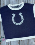 Lucky Horseshoe Navy Knit Sweater