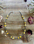 3 mm Sterling silver pearls chokers with yellow amber