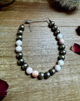 8 mm Sterling Silver Pearls bracelet with pink conch beads