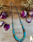 Tri-Color Turquoise & Hematite Necklace – 23"