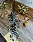 Squash Blossom–Style Necklace – Sterling Silver – 10mm Beads – 30"
