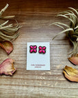 Zuni Stud Earrings – Pink Opal & Sterling Silver