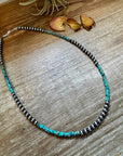 Sterling Silver Pearl & Heishi Turquoise Necklace – 19"