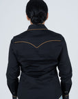 Ladies Cotton Black Embroidery Western Shirt