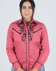 Ladies Cotton Pink Embroidery Western Shirt