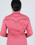 Ladies Cotton Pink Embroidery Western Shirt