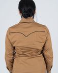 Ladies Cotton Camel Embroidery Western Shirt