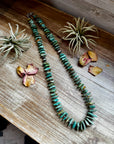 28.5-Inch Faceted Freeform Turquoise Necklace with Sterling Accents – Handmade Statement Piece