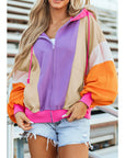 Oversized Colorblock Zip Hoodie