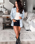 Brooklynn Retro Quilted Flap Pocket Button Shacket