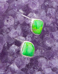 Abstract Lime Green Turquoise and Sterling Silver Stud Earrings