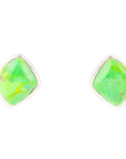 Abstract Lime Green Turquoise and Sterling Silver Stud Earrings