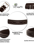 ExionPro Fancy Stitched Padded Leather Dog Collar - Brown Padding