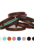 ExionPro Fancy Stitched Padded Leather Dog Collar - Blue Padding