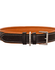 ExionPro Silver Clincher Padded Leather Dog Collar - Conker Padding