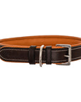 ExionPro Silver Snaffle Padded Leather Dog Collar - Conker Padding