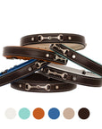 ExionPro Silver Snaffle Padded Leather Dog Collar - Conker Padding