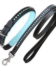 ExionPro Blue Bling Dog Collar With Leash