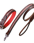 ExionPro Red Bling Padded Dog Collar With Dog Leash