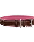 ExionPro Silver Clincher Padded Leather Dog Collar - Pink Padding