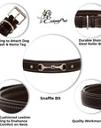 ExionPro Silver Snaffle Padded Leather Dog Collar - Conker Padding