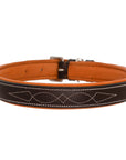 ExionPro Fancy Stitched Padded Leather Dog Collar - Conker Padding