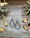 Teardrop Earrings – Sterling Silver Pearl & Blue Turquoise Heishi