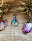Naja Pendant with Golden Hill Turquoise – Sterling Silver – Native Made by KB – Fits 8mm