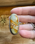 Long Ring- Size 8.5 - Boulder turquoise ring & sterling silver