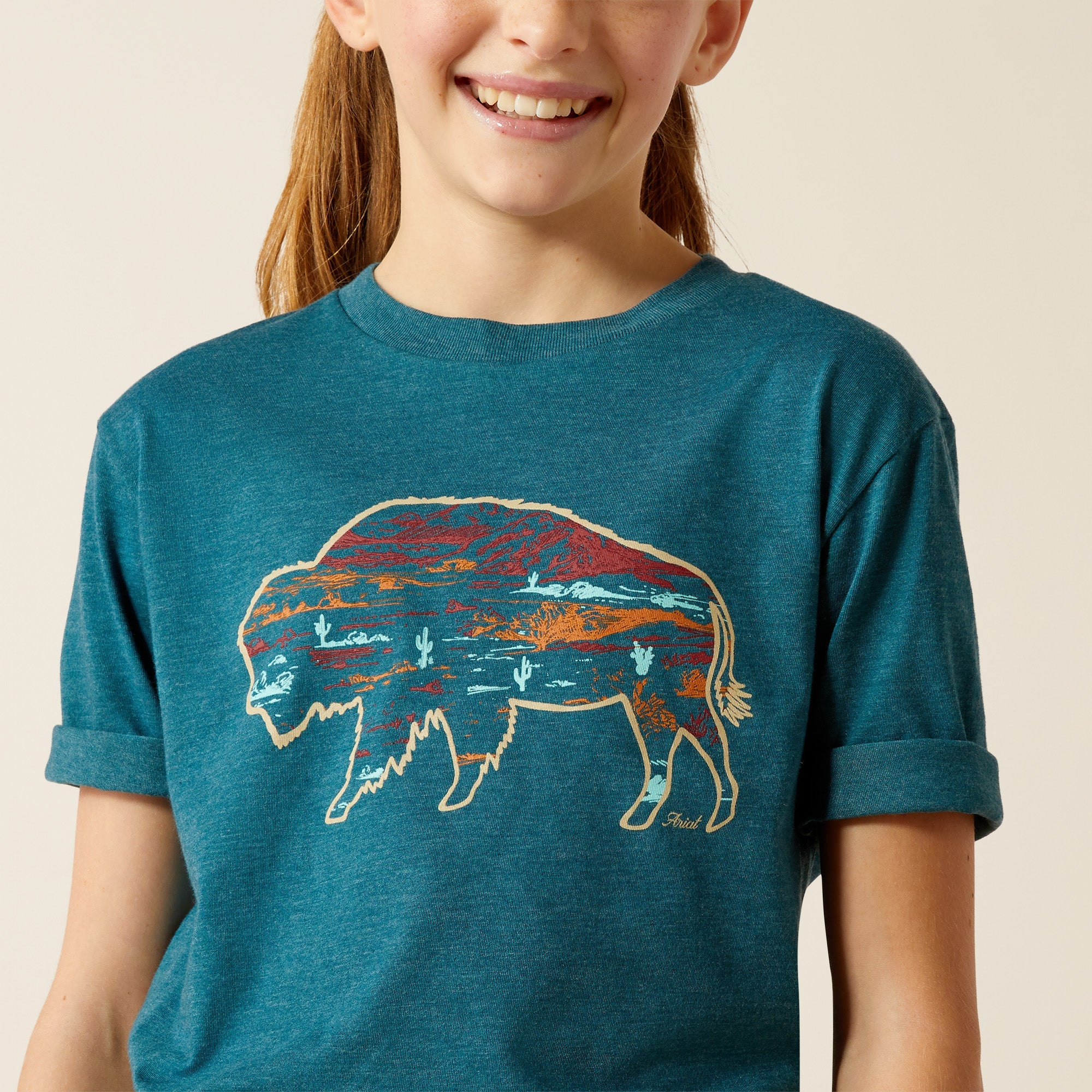 Girls Ariat Bison Ranch Tee