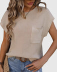 Beige Cap-Sleeved Sweater