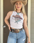 Cowboy Skeleton Cropped Tank
