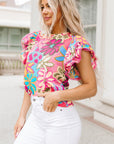 Floral Ruffle Sleeve Top