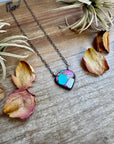 Cotton Candy Turquoise Bar Necklace – Freeform Shape – 18" Sterling Chain – Tia Long, Navajo Handmade