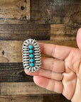 Cluster Ring - Adjustable - kingman turquoise and sterling silver