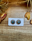 Small Sterling Silver Concho Earrings with Kingman Turquoise – Made in the USA