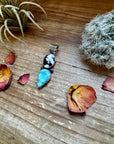 2 stone Pendant - Golden Hill turquoise, White Buffalo & Sterling Silver - option 2