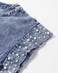 Pearl Embellished Denim Top