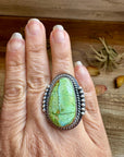 Adjustable Green Turquoise Ring – Sterling Silver – One of a Kind – Made in USA