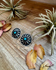 Large Concho Stud Earrings – Turquoise & Sterling Silver